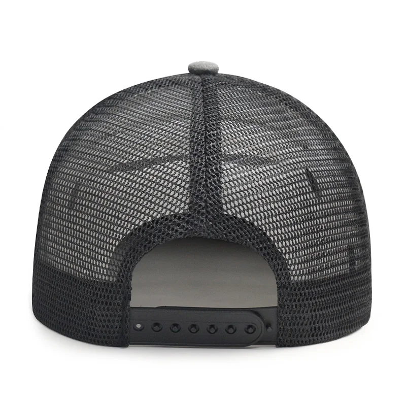 High Quality Two Tone Fabric Trucker Cap Mens Custom All Over Print Embroidered logo Design Mesh 6 Panel Trucker Hat