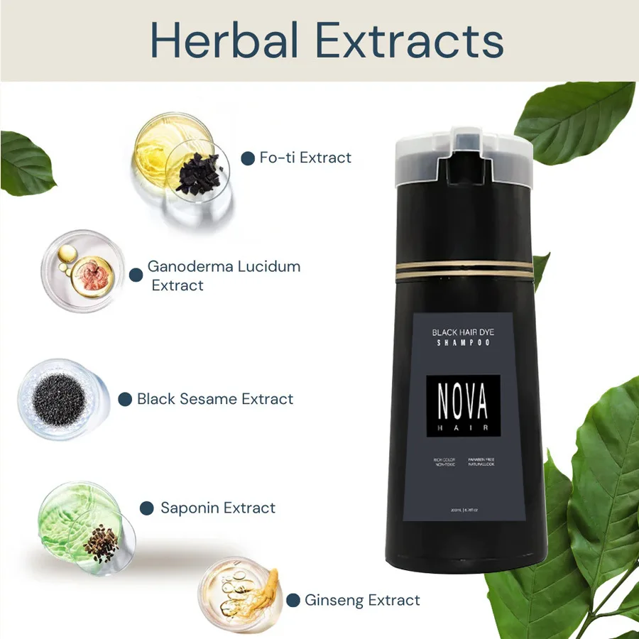 Nova Hair Dye Shampoo Natural Ingredients Healthier Quick Coloring Semi-Permanent Hair Color Cream for Salon Use Hair Shampoo