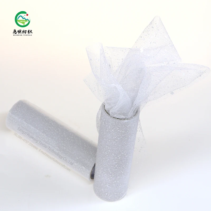 6 inch Nylon Fabric Snow Dot Mesh Fabric Gift Box Packaging Party Foamed Tulle Roll