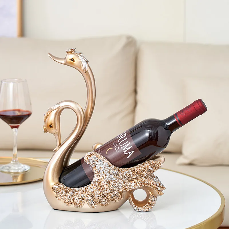 Light luxury Swan wine red rack decoration home practical TV cabinet opening housewarming gift