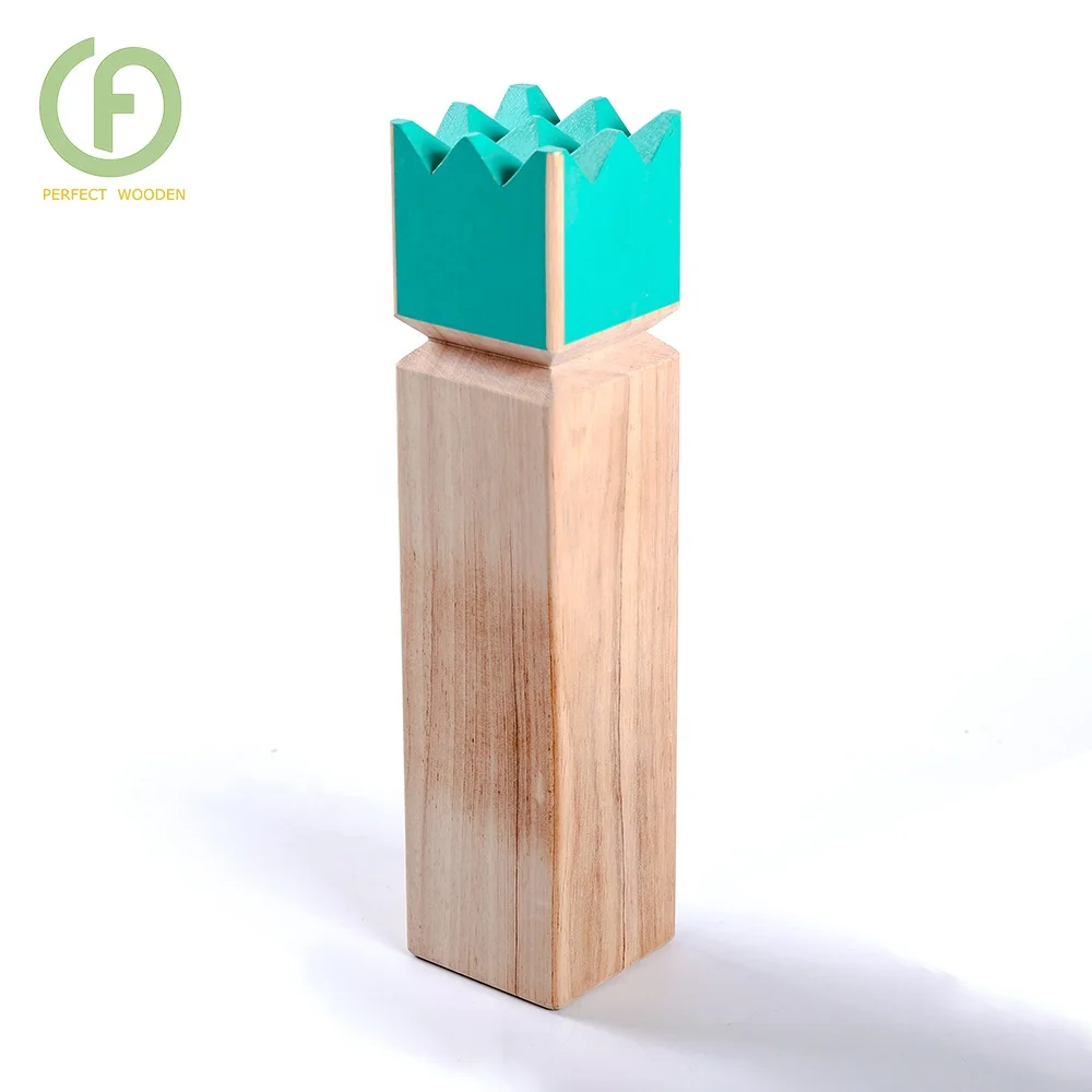 Wooden kubb game set for garden game and outdoor yard game