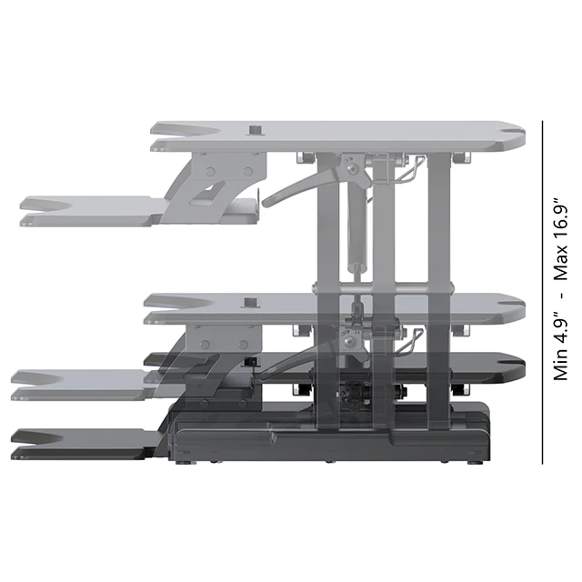 Black Gas Spring Height Adjustable Stand Up Desk Sit to Stand Desktop Workstation