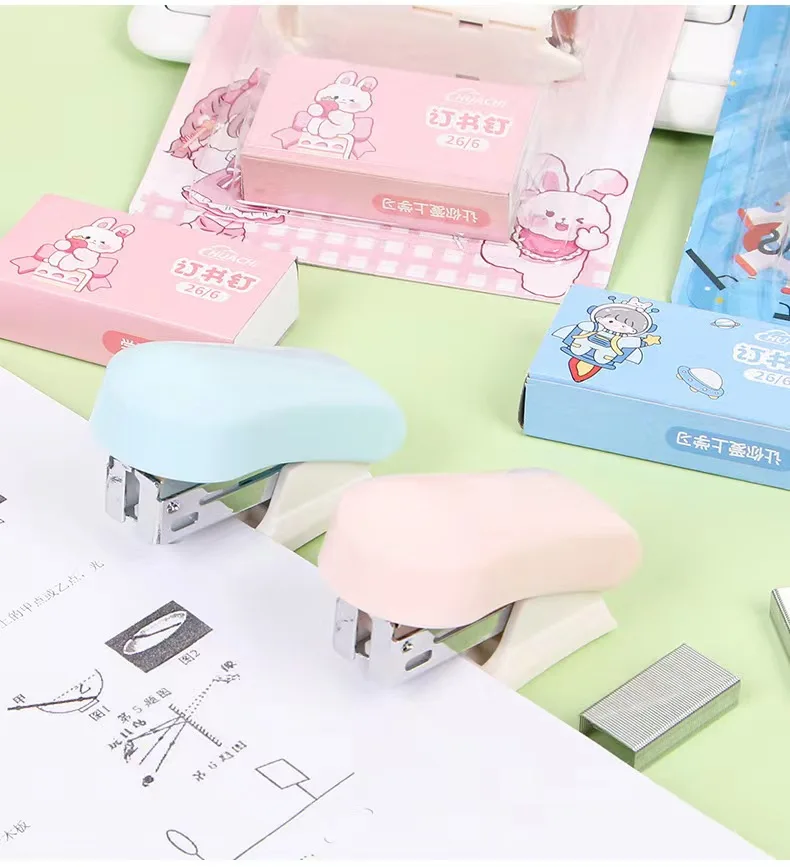 labor saving stapler macaron color student cute small stapler portable stapler