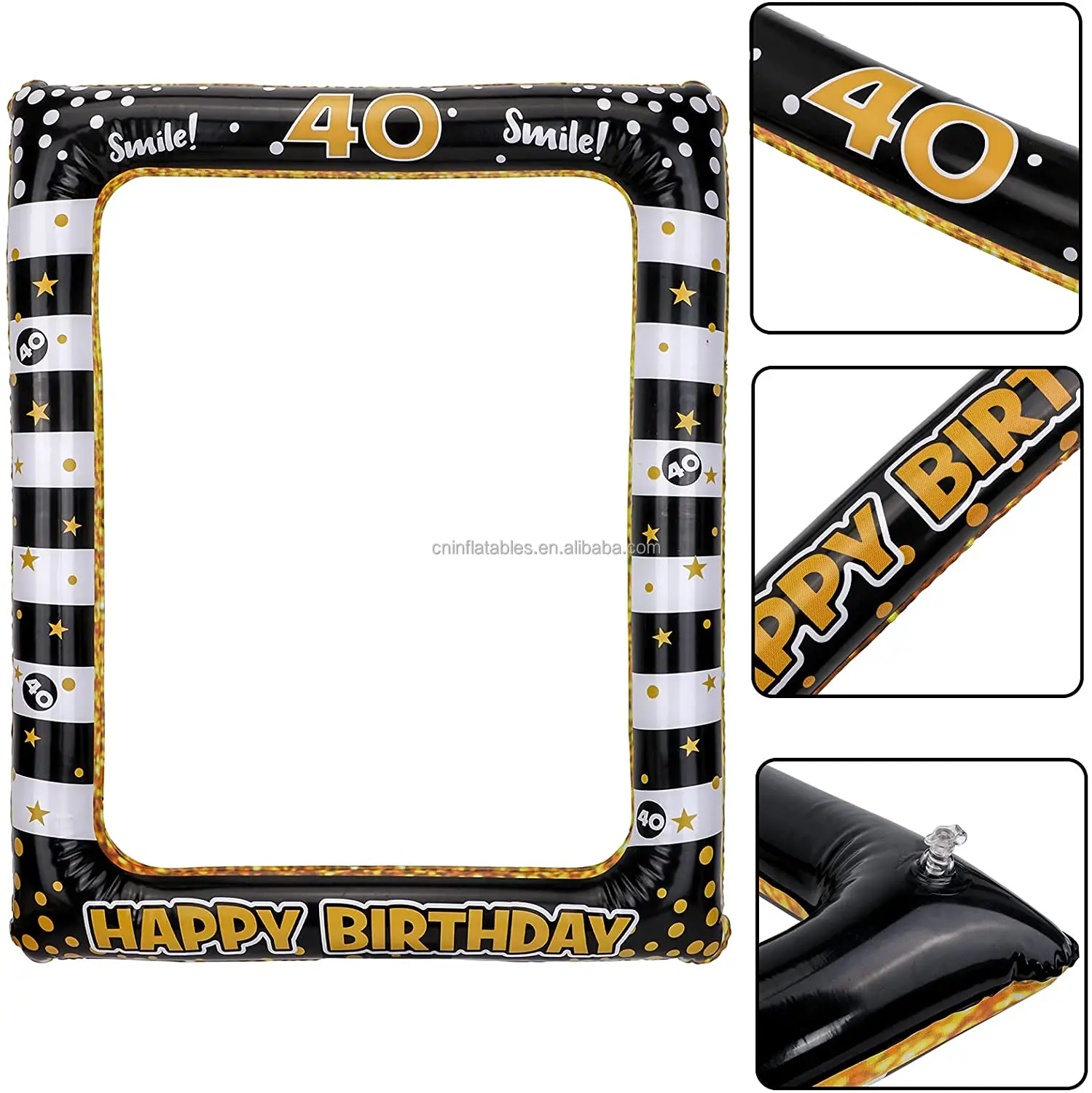 Photo Booth Frame Inflatable Selfie Picture Frame with 40th Birthday Photo Booth Props DIY Kit