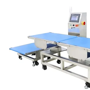 Dynamic Weigh Reject Food Grade 50kg Capacity Steel Weighing Scales 0.1g Accuracy LED OEM ODM High-Speed Belt Checkweigher
