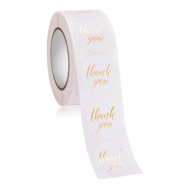 Jinya Custom logo Printing A3 A4 Glossy Self Adhesive Round Roll Shipping Packaging Kraft Paper Labels Thank You Stickers