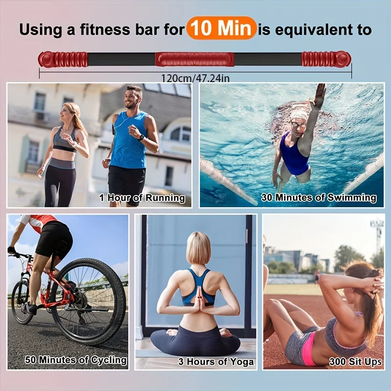HT 35 Inch Exercise Power Twister Arm Core Body Elastic Therapy Strength Training Latex-Free Flex Gymnastics Handle Fitness Bar