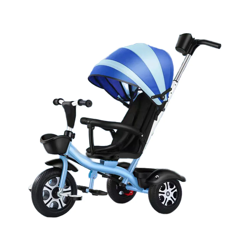 China Wholesale Oem Custom Seat Rotatable High Carbon Steel Frame Kids Tricycle With Canopy