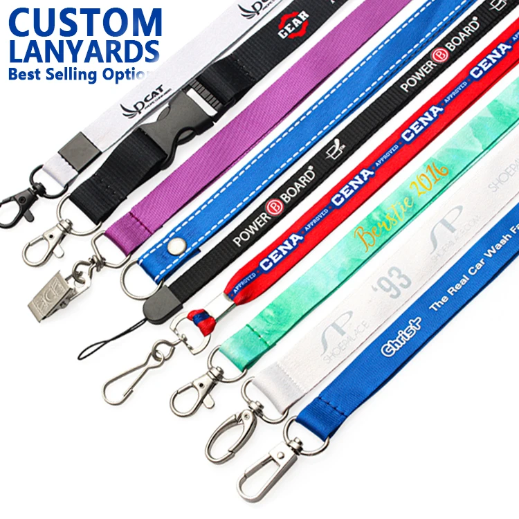 Hot Selling Lanyard Custom Promotion Polyester Neck Strap Design Flat Blank Keychain Lanyard with Logo