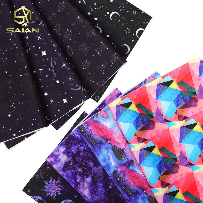 Custom Waterproof Starry Sky Series Design Digital Printed Polyester Memory Composite Fabric For Clothing Toy Garment Bag