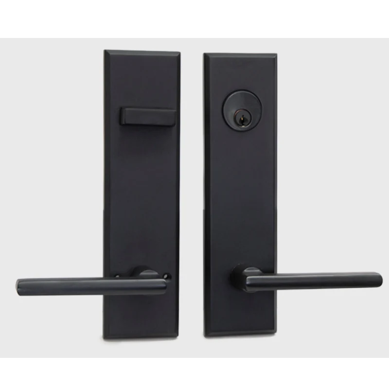 Keyed Entry  Security 236 mm Zinc Alloy Door Handle Lock,  Modern Wooden Door Hardware Door Handle on Plate