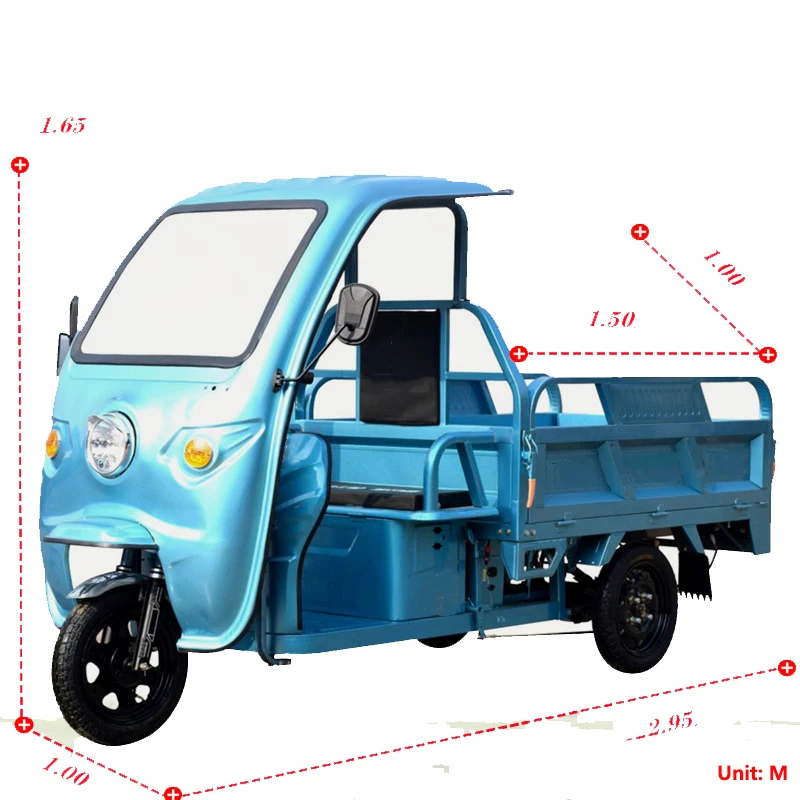 2024 New Wholesale Cargo Tricycle 1000w 1500w 2000w Electric Tricycle Load Capacity 1000 Kg Cargo Etrike for  Sale