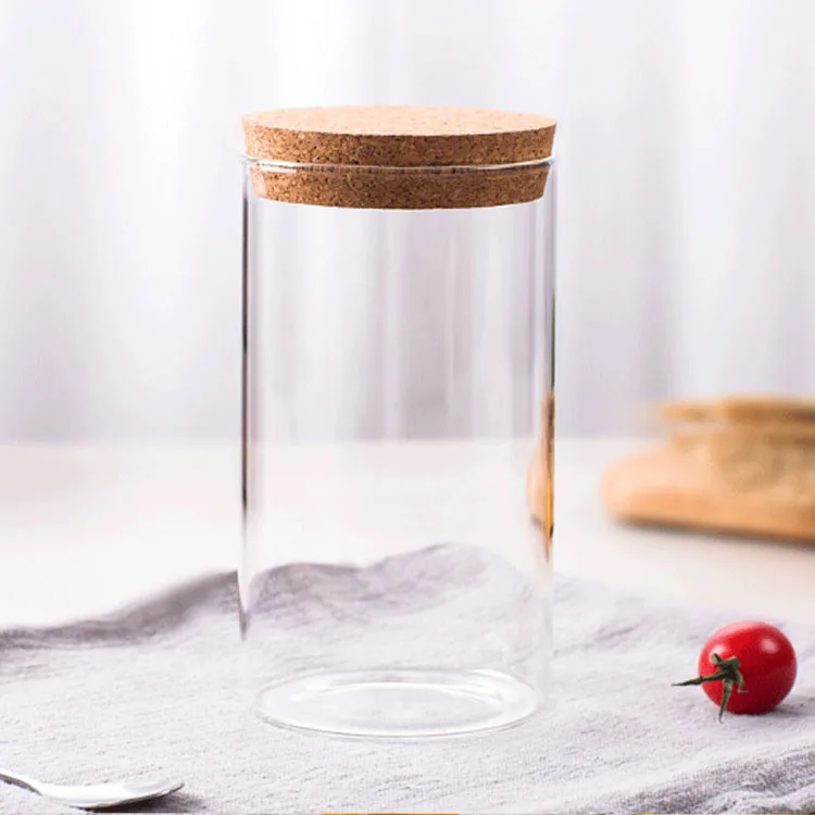 wholesale  borosilicate glass 250ml glass candle jar food storage jar pantry glass jar with cork lid