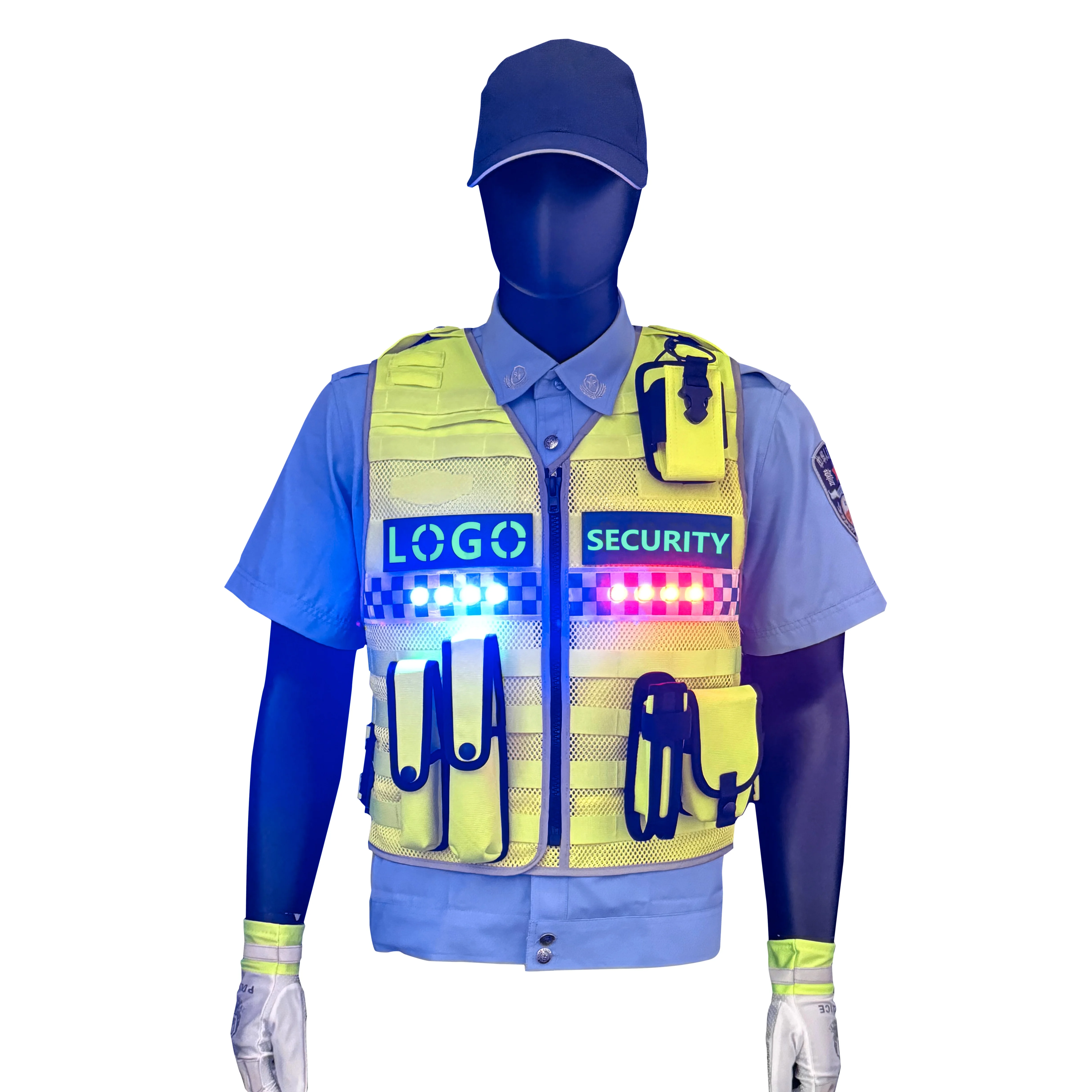 Multi function Protection Stab Proof Security Vests Ice Pack Cooling LED Flash Safety Traffic Duty Tactical Vest