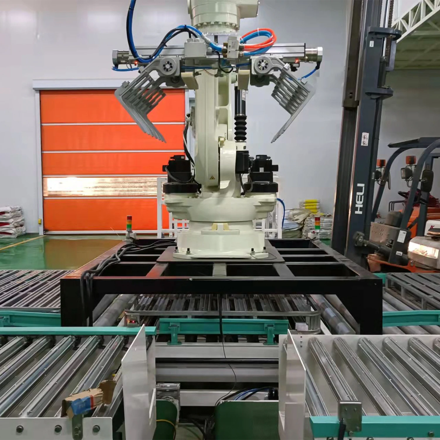 Zhengxia Palletizing 20kg Seed Rice Cement Bags Wood Pellets Automatic Double Packaging Line Robot 25kg 50kg Bags Palletizer