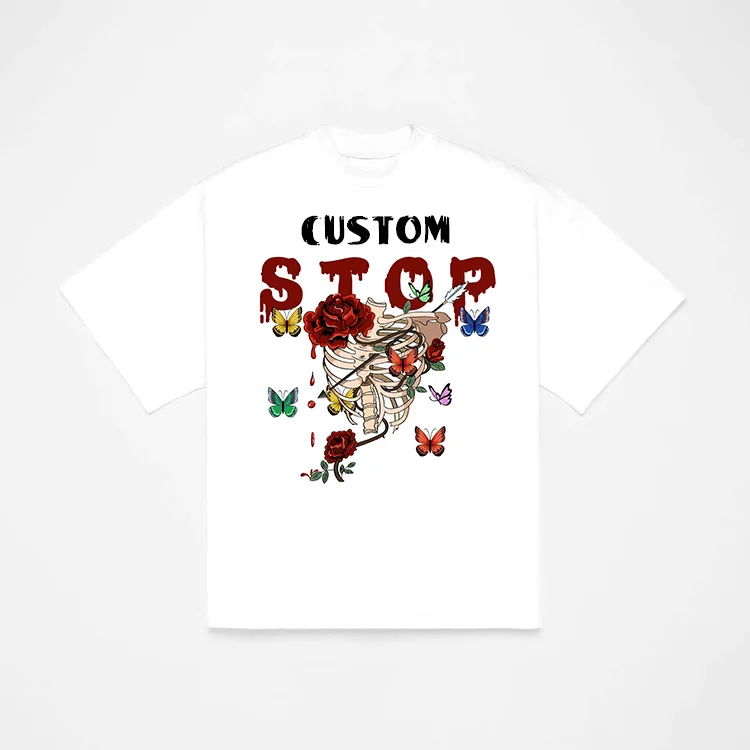 Branded Thick 95% Cotton 5% Elastane Quality Streetwear Custom Full Color Screen Print 3d Men T Shirt