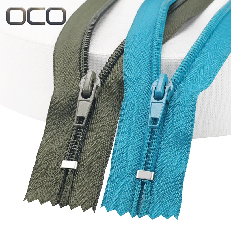 OCO Cremallera de nylon zipper 3# 5# 7# closed-end bag zipper color self-locking Auto lock zippers for clothing accessories