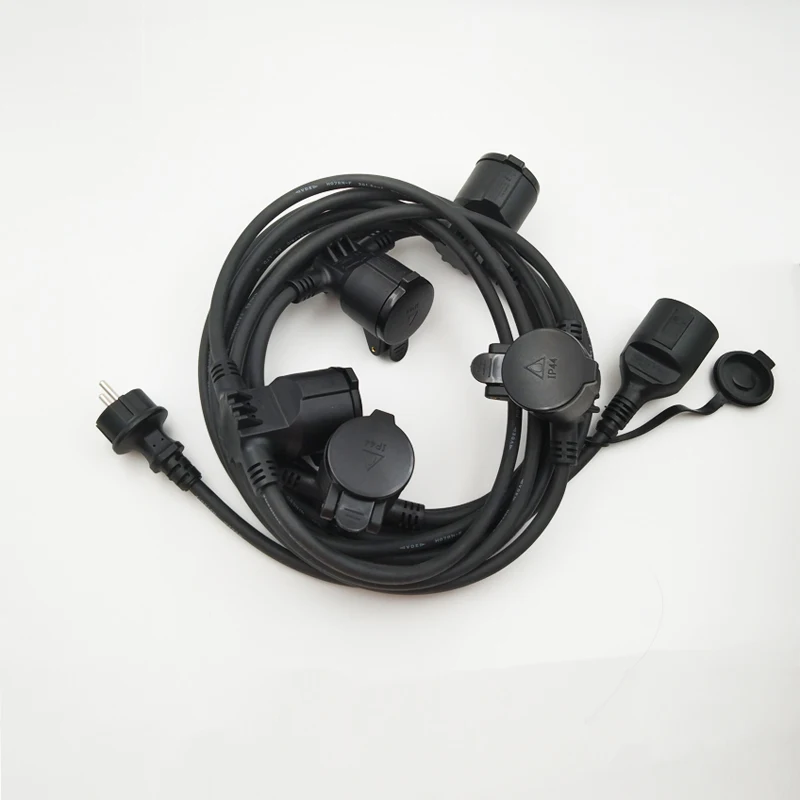 EU Waterproof outdoor extension cord with multiple outlet