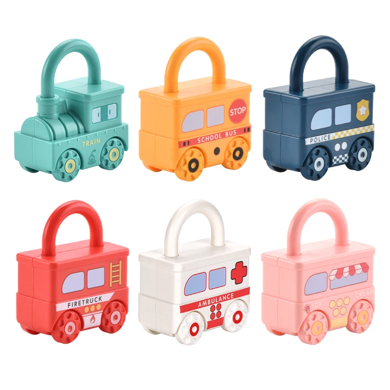 Kids Educational Digital Matching Key Toy Mentessori Lock Key Toy Unlock Teaching Aids Train Team Game for Kids