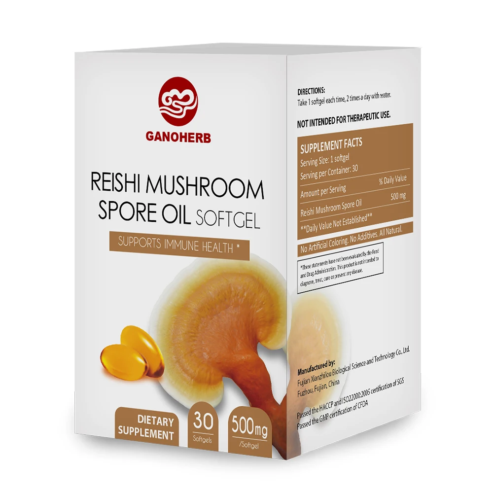 Оптовая продажа суперкритическая экстракция СО2 Ganoderma Lucidum полисахаридный порошок треснувший гриб экстракт спор Рейши масло E