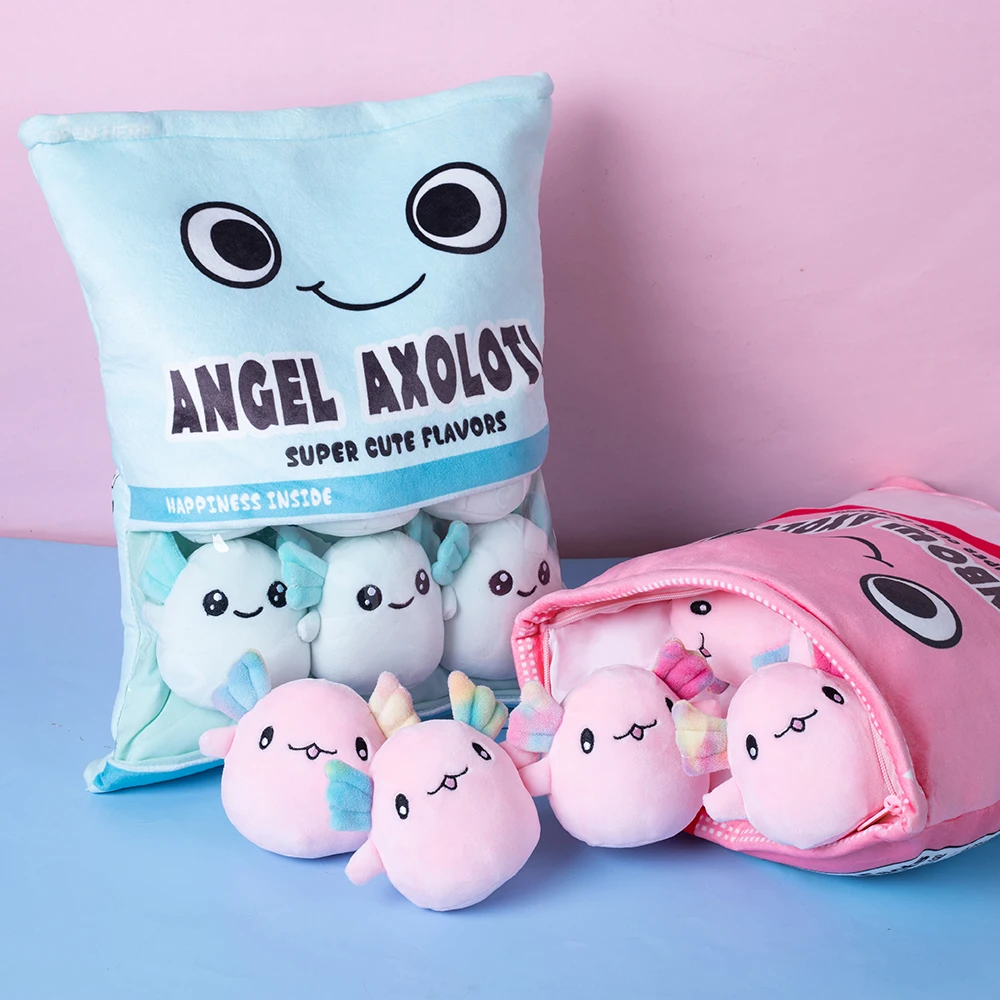 Лидер продаж, мягкие плюшевые игрушки Axolotl, пакет мини Axolotl, мягкие куклы с гофрированной бумагой внутри, детские игрушки