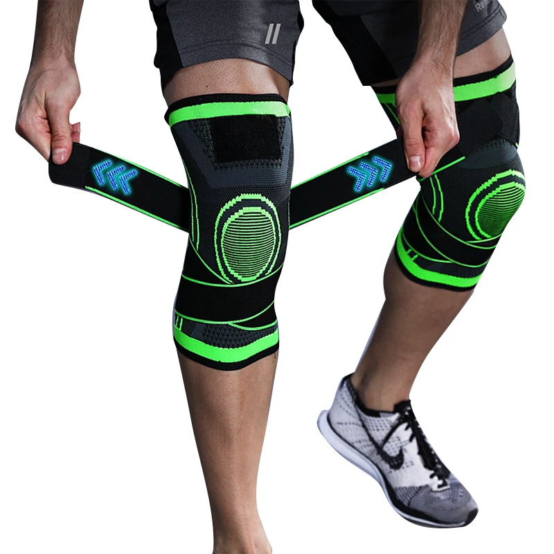 New Arrivals 3d Knitted Elastic Nylon Knee Support Sleeve Compression Sports Knee Brace Knee Pad With Belt
