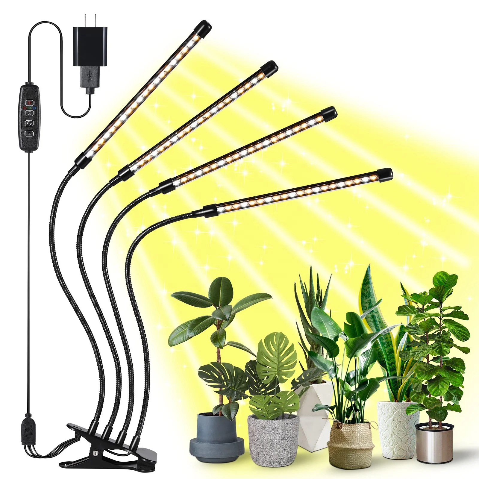 Прикрепляющееся светодиодное лампы для роста растений с адаптером селфи-стик LED Grow Light 3000K + 6000K полный спектр в помещении