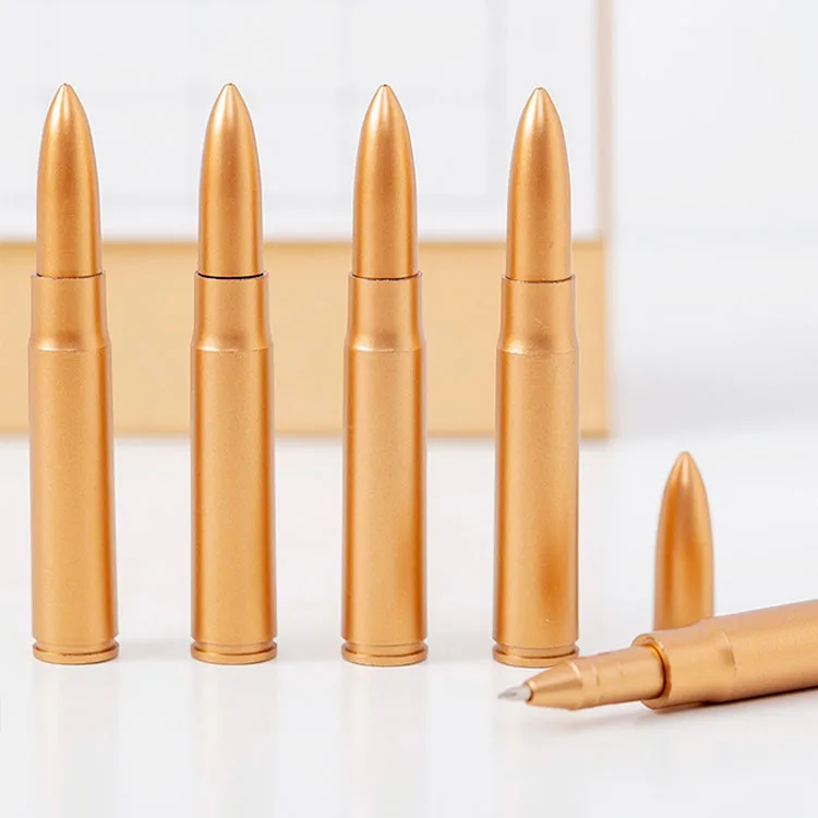 Promotional Creative Unique Retro Bullet Shape Metal Ballpoint Pen With Manufactures Customized Logo For School Student Gift