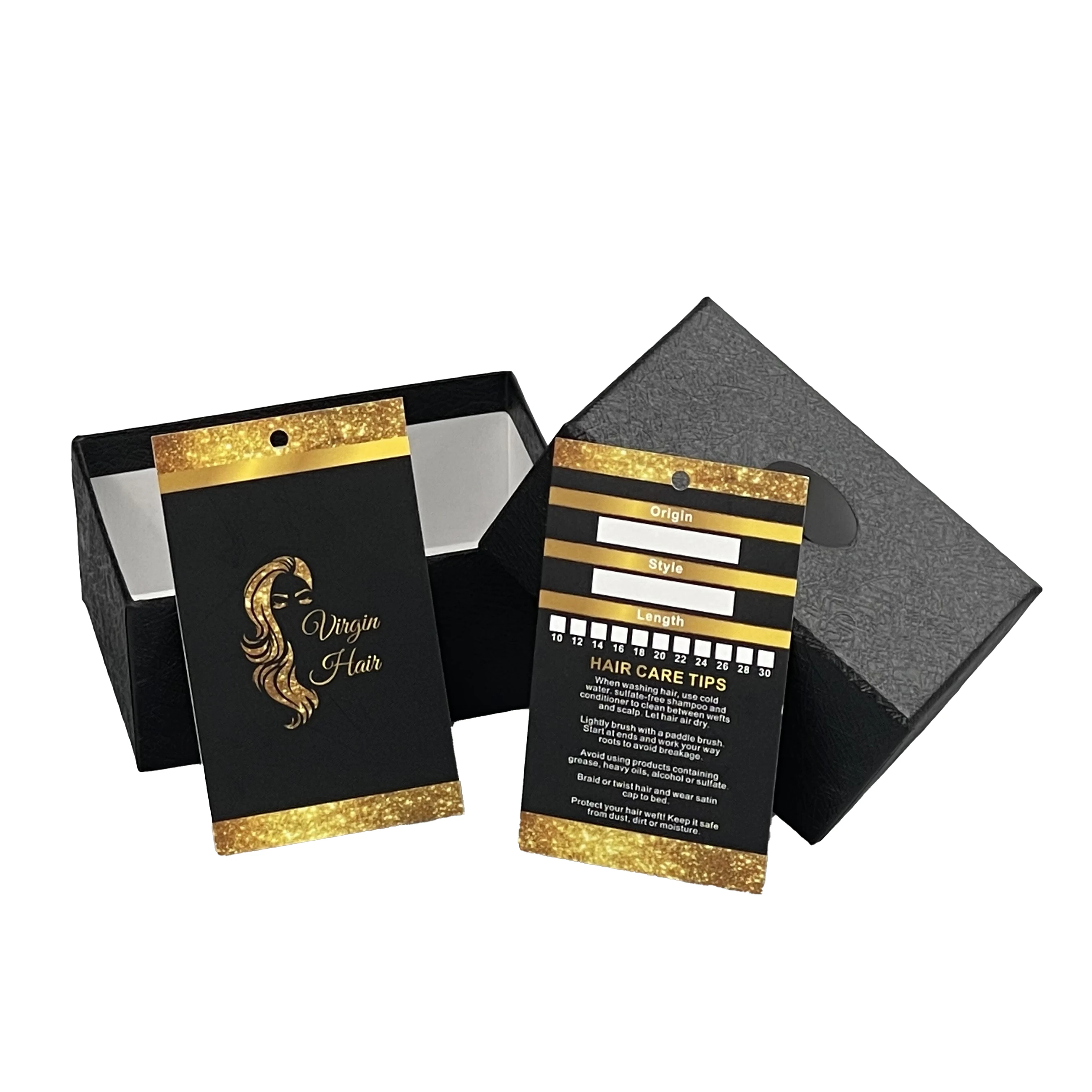 Customize Hang Tags Hair Bundle wraps Price Tag Private label Printed wig tags