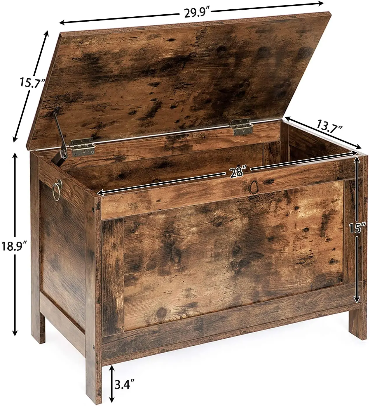 Шкаф для хранения в стиле ретро, ящик для хранения игрушек с безопасными петлями, прочный входной стол для хранения, легко собирается, Деревенский коричневый