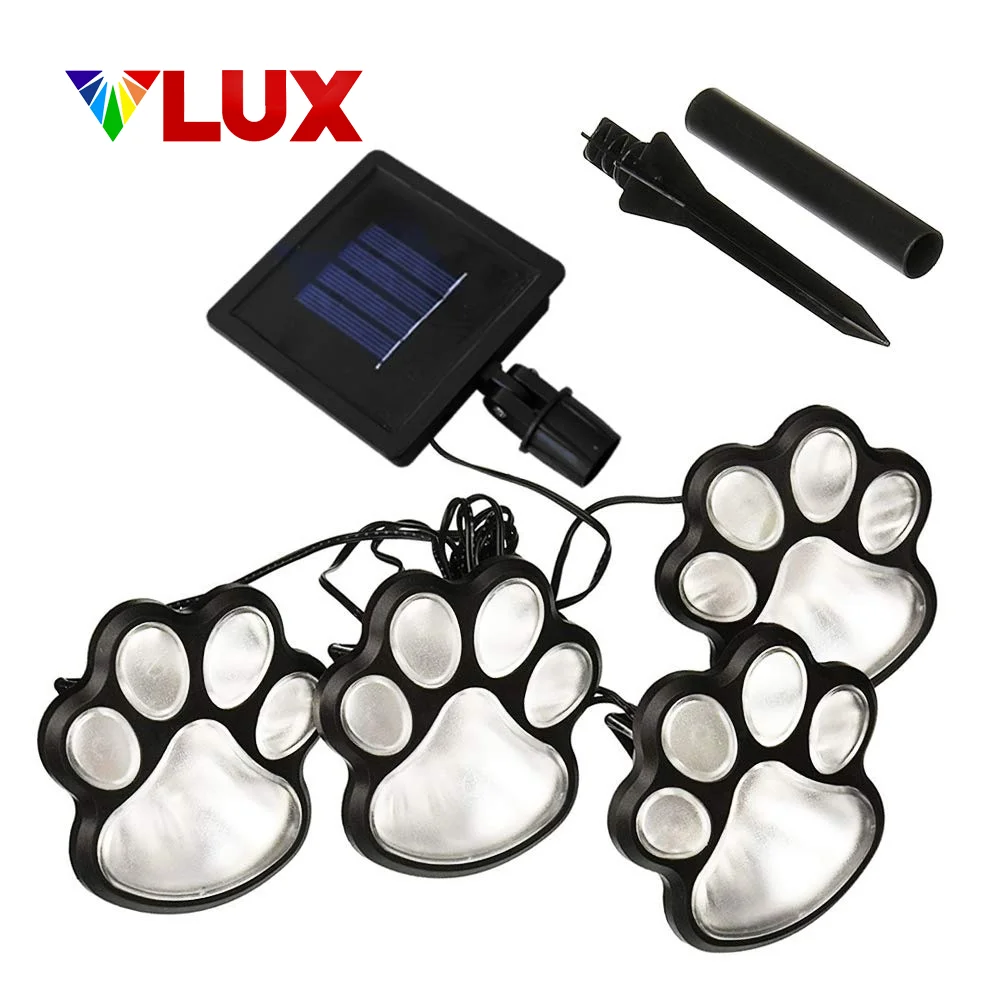 Solar Powered Dog Animal Paw Print 4 Led Garden Pathway Deck Lights Solar Energy Decorative Lights Outdoor