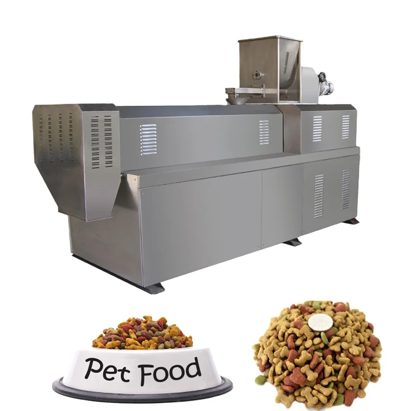 Stainless steel continuous automatic dog pet food pellet processing extruder machinery plant