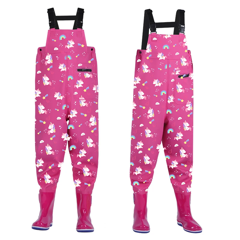 Pink Unicorn Breathable Stockingfoot Waterproof Waist High Pant Wader for Fishing Hunting Trousers OEM Layer Boot Fabric