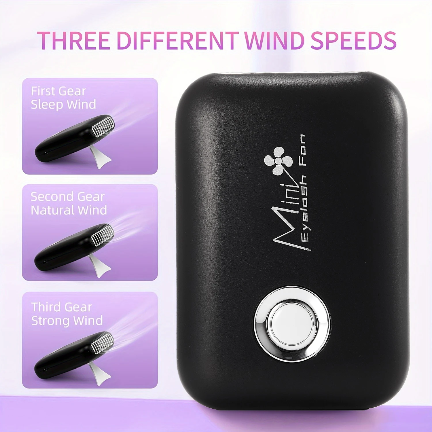 Eyelash Extension Mini Lash Fan Handheld Eyelash Fan 3 Speed Rechargeable USB Fan