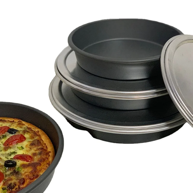 6-12 Inch Aluminum Round non stick Pizza Pan Kitchen Bakeware Plate Tray Deep Baking Dish pizza tray with Lid
