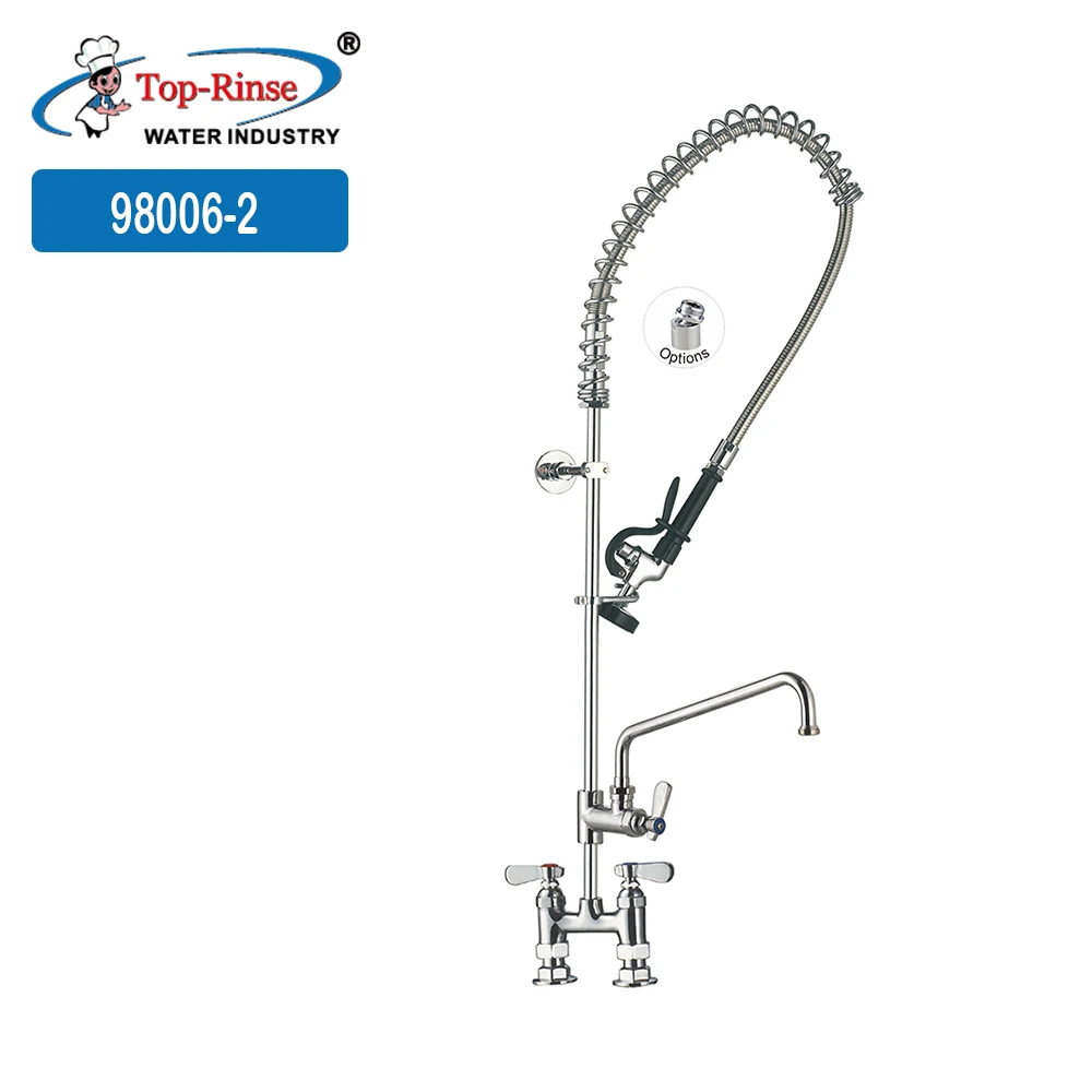 98006 Series 4 inches Center Dual Handle Deck Mounted Pre Rinse Unit Kitchen Mixer Faucet