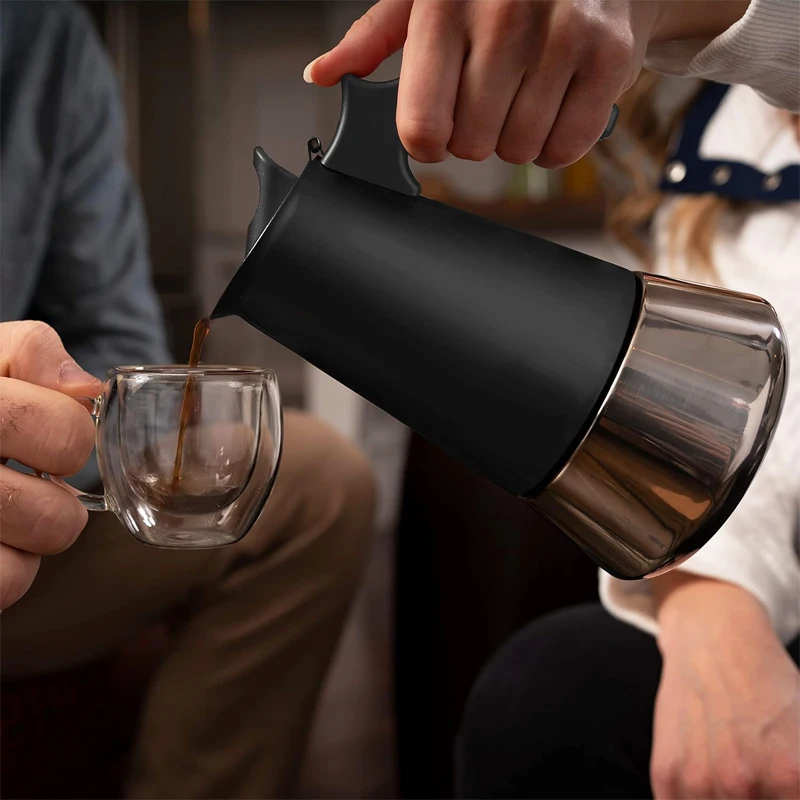 Customized Stainless Steel Double Valve Stovetop Espresso Italian Coffee Maker Moka Pot