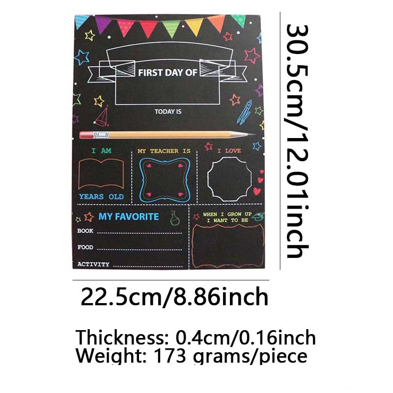 School Supplies Double-Sided My First & Last Day of School Sign Chalkboard