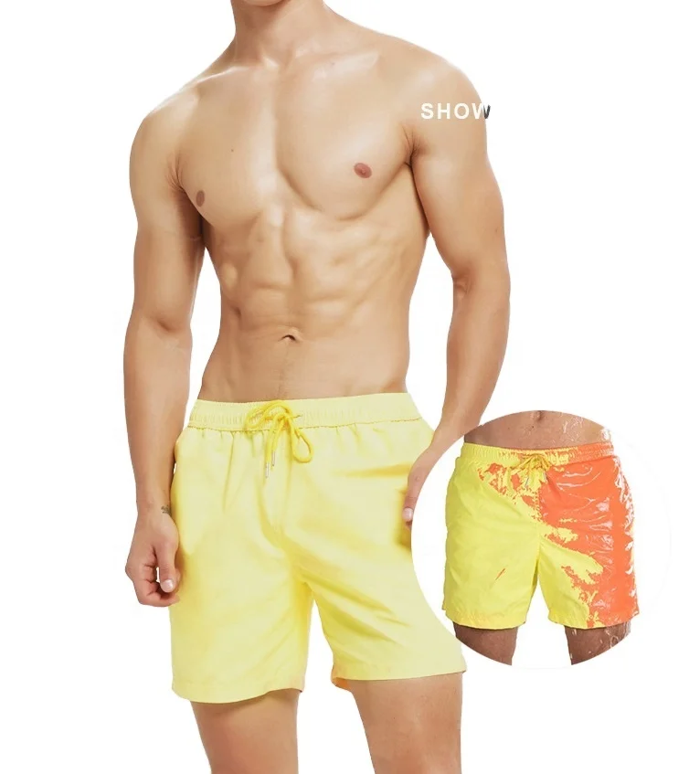 
Hot Star Product Scientific Fabric Color Changing Men Beach Shorts Right Above Knee Length Swim Surf Board Shorts Quick Dry 