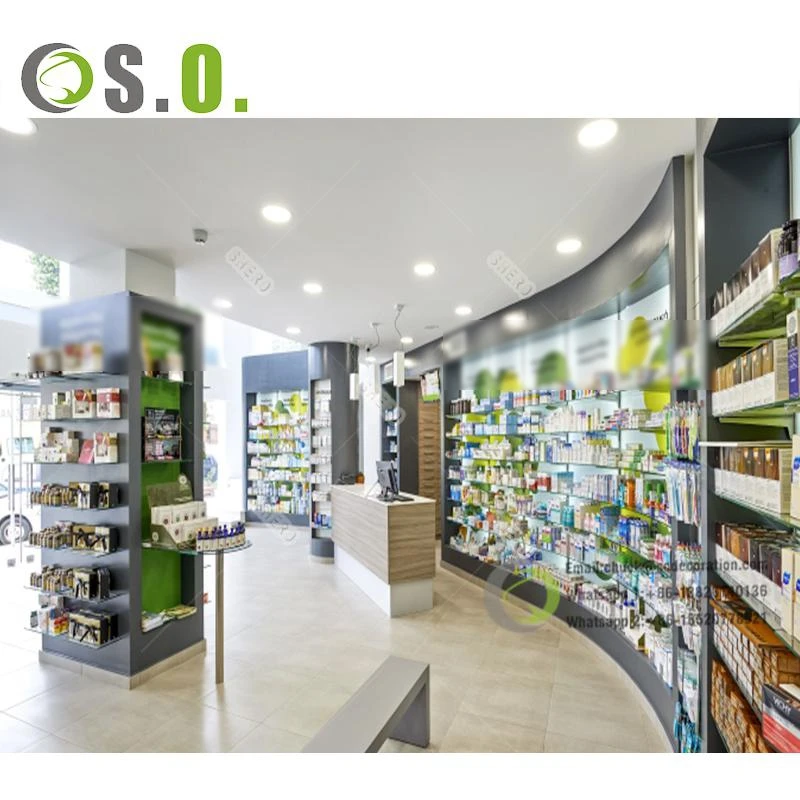 Индивидуальные аптечные мебельные полки аптечный магазин дизайн интерьера мебель