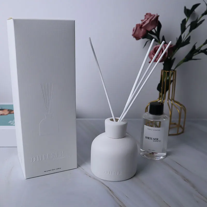 Raymeel 150ML Reed Diffusers for Home Aroma Fragrance Diffuser Ceramic Reed Diffuser Bottle White Bottle with Replacement
