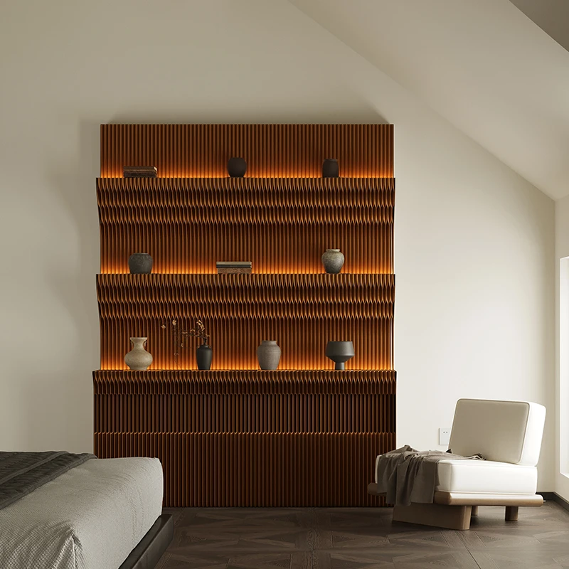 Ihpaper Paper Wall Partition With LED light Showroom Back Screen With Display Stand Retail Store Display Shelves