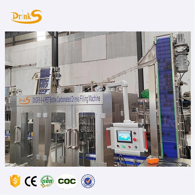 1000-2000BPH Monobloc Soft Drink Cola Bottle Filling Machine / Equipment PET Plastic Bottle 3 in 1 Carbonated Drink Filling Line