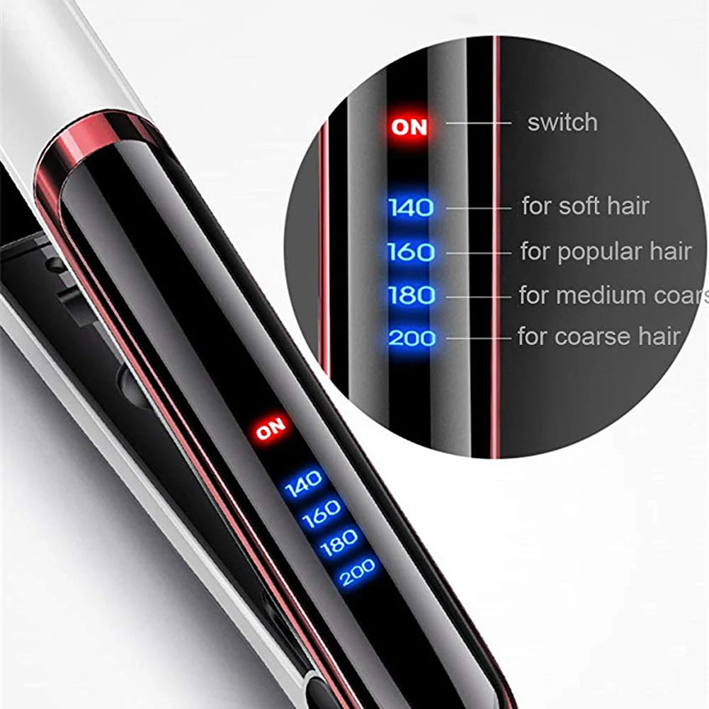 LED Display 2 In 1 Hair Straightener Comb Curler Hair Roller Ceramic Flat Iron Hair Brush