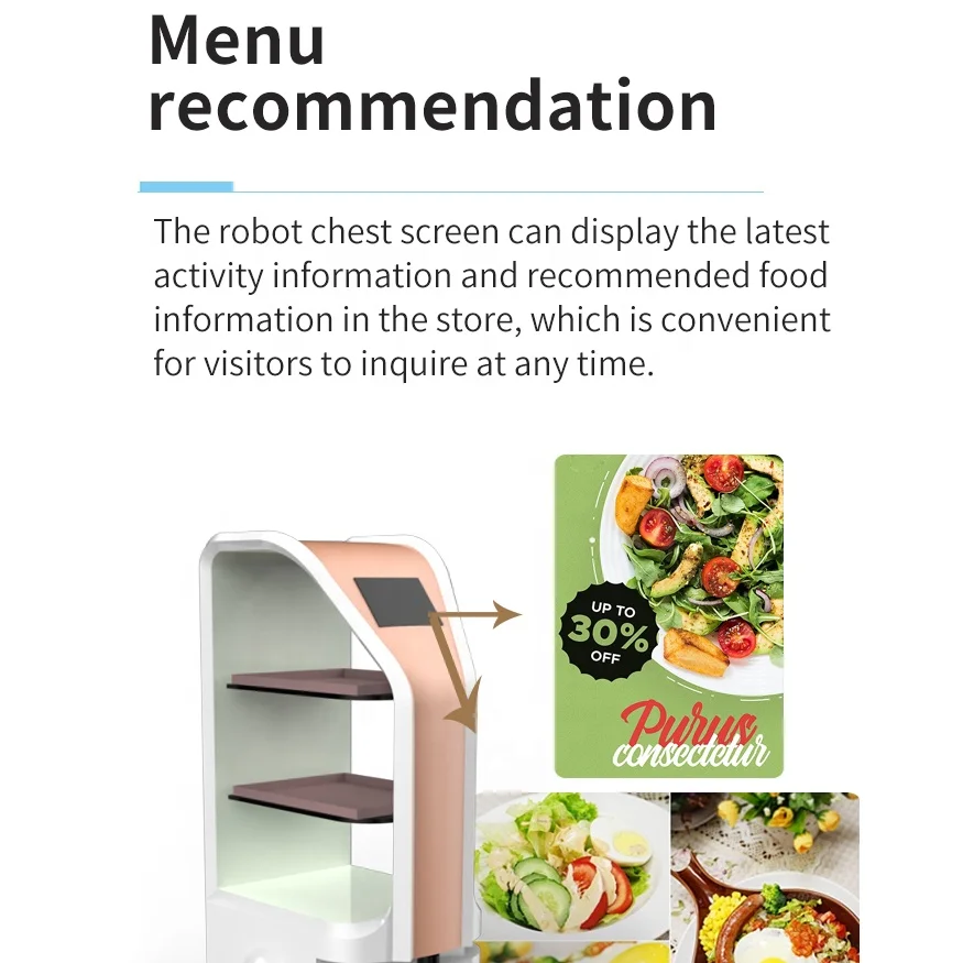 Auto Navigation Delivery Robot Smart AI Deliver Robot Waiter  Automatic Guiding Food Delivery Robot