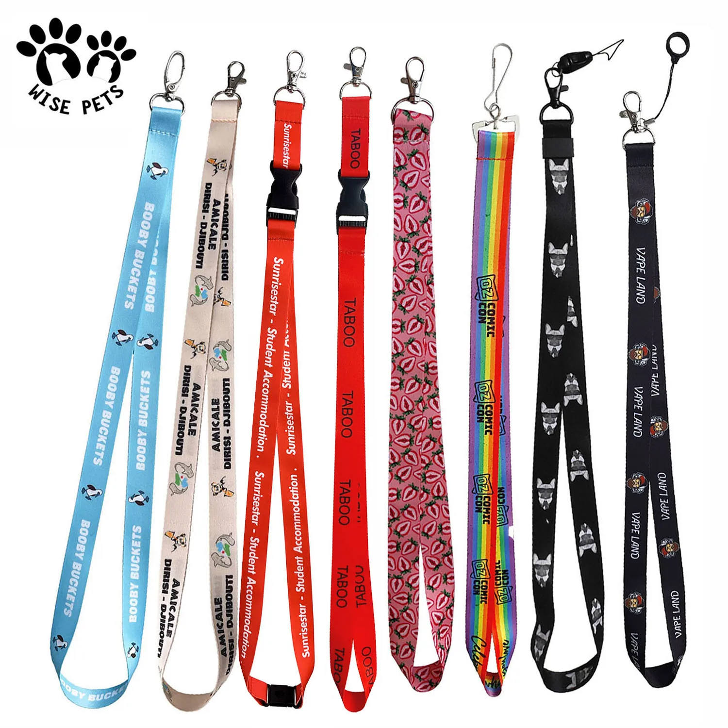 Cheap polyester lanyard Llavero sublimation printed neck strap safety cellphone pouch key ring wrist work lanyard for staff