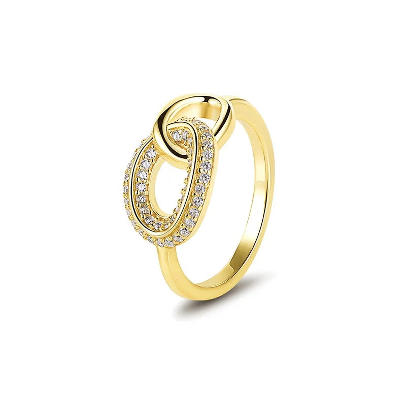 2022 latest trendy 925 silver gold diamond band rings women jewelry