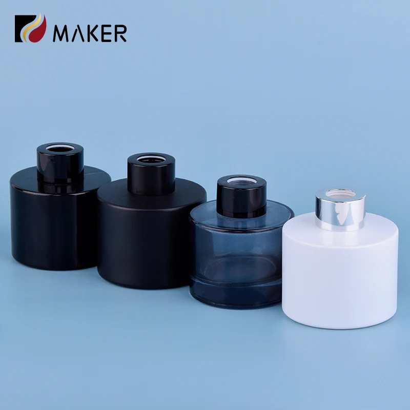 Empty 100ml round reed diffuser aroma glass bottle wholesale simple blue gray black 150ml 200ml empty perfume diffuser bottle