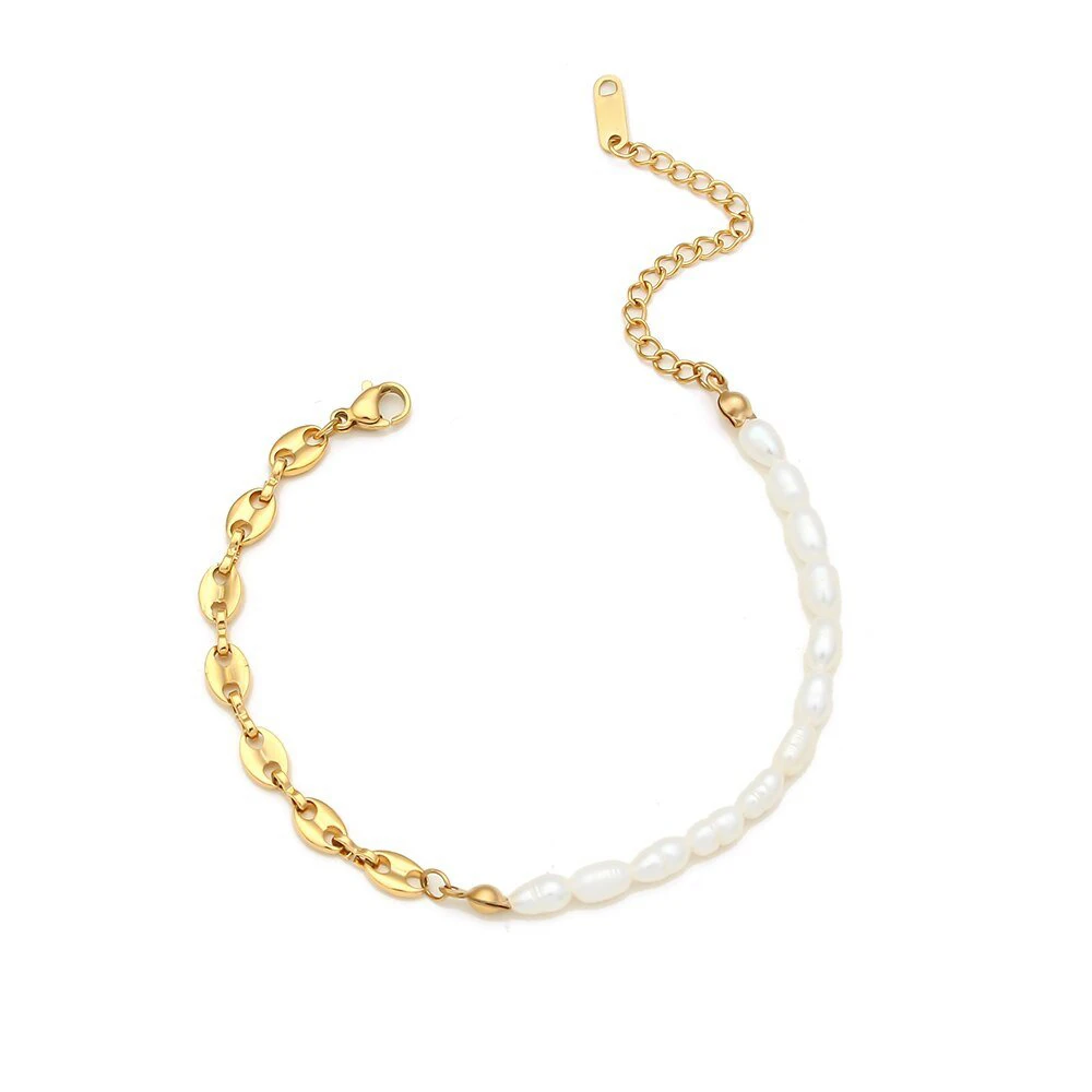 Alibaba Express 925 Sterling Silver 18k Gold Plated Jewelry Pearl And Gold Bracelet For Women