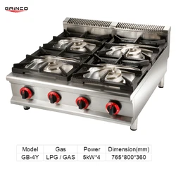 Gainco Factory Outlet Commercial Cooktops Gas Cooker Stove Household 3/4 Burner Gas Cooktops